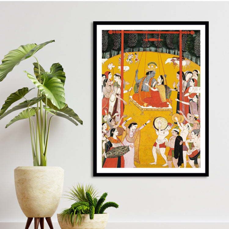 "Singing in Honour of Radha Krishna Art Painting For Home Wall Art Decor"