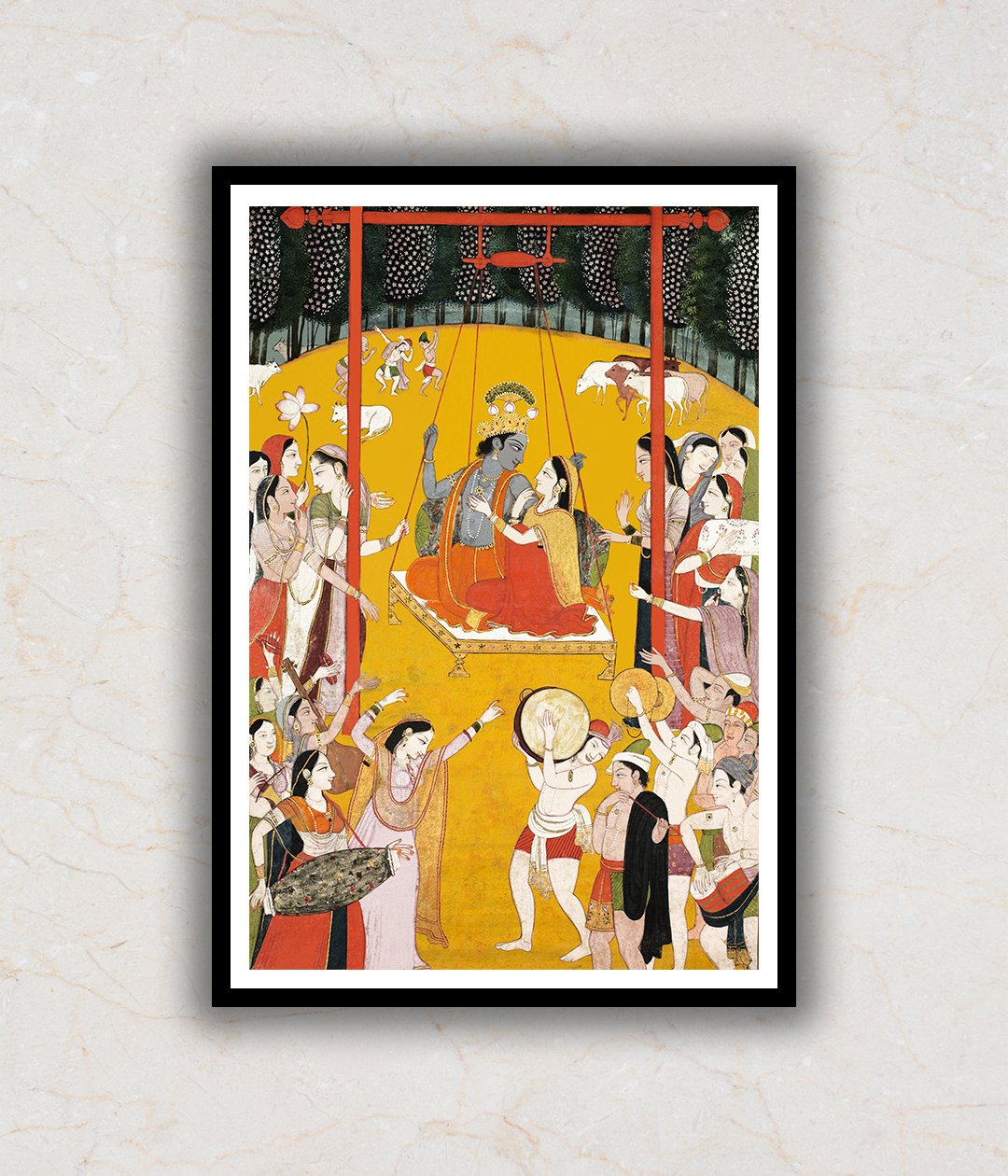 "Singing in Honour of Radha Krishna Art Painting For Home Wall Art Decor"
