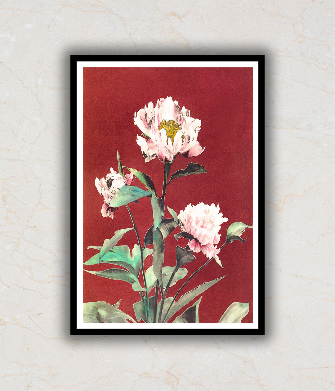 "Herbaceous Peony Floral Painting by Ogawa Kazumasa"