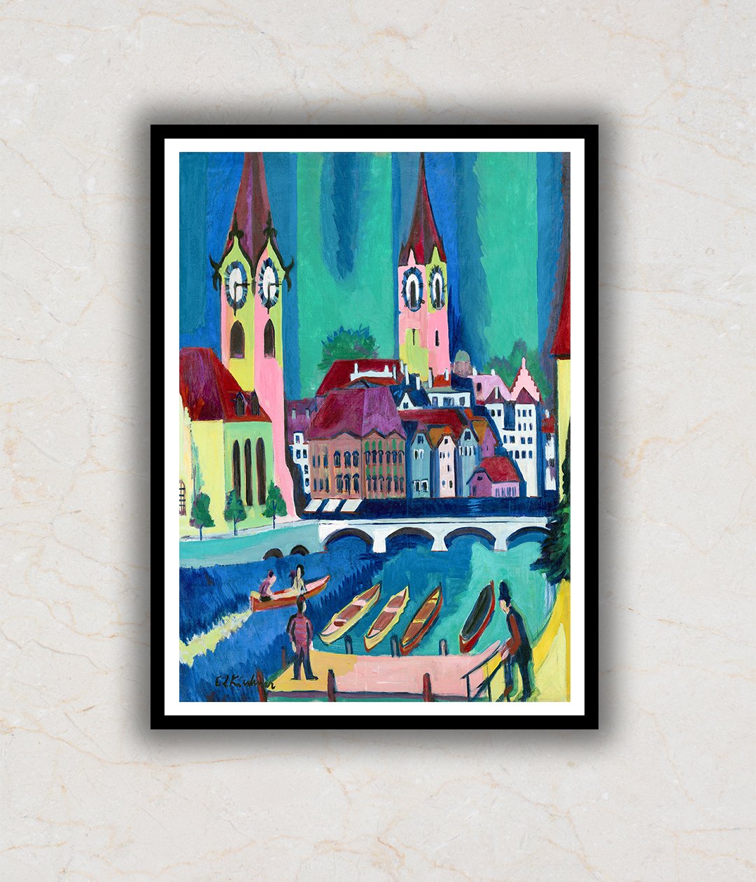 "Zurich Cityscape Abstract Painting by Ernst Ludwig Kirchner"