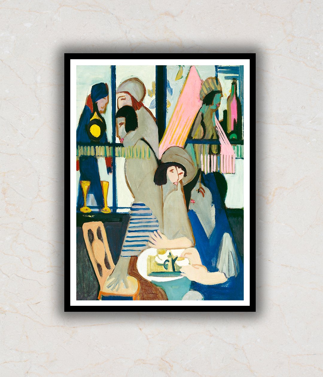 "Cafe Abstract Painting by Ernst Ludwig Kirchner"