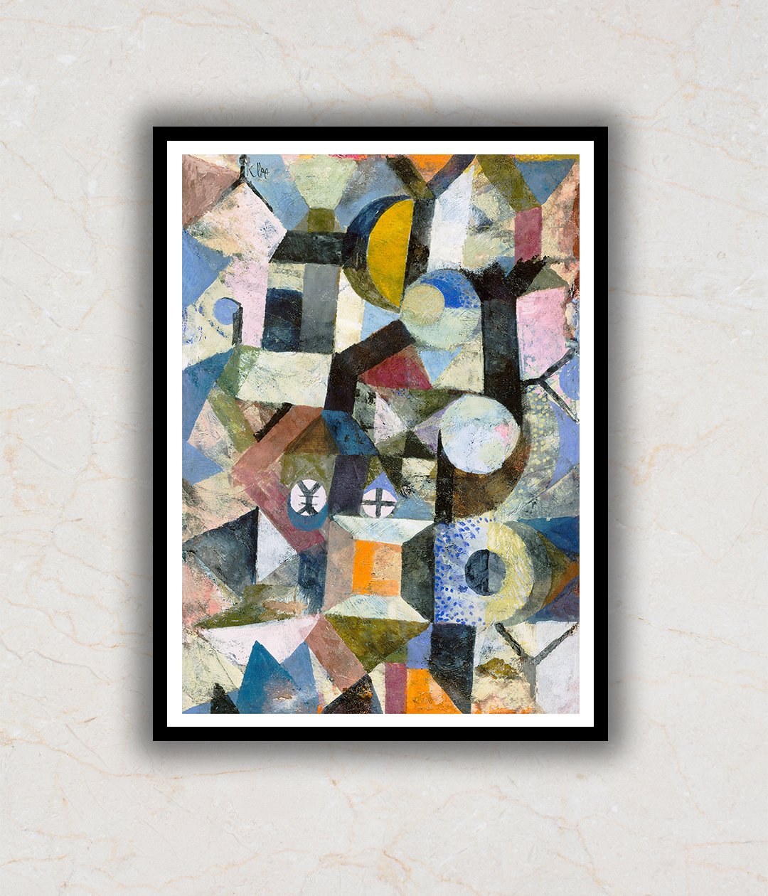 "Composition with the Yellow Half-Moon Abstract Art by Paul Klee"