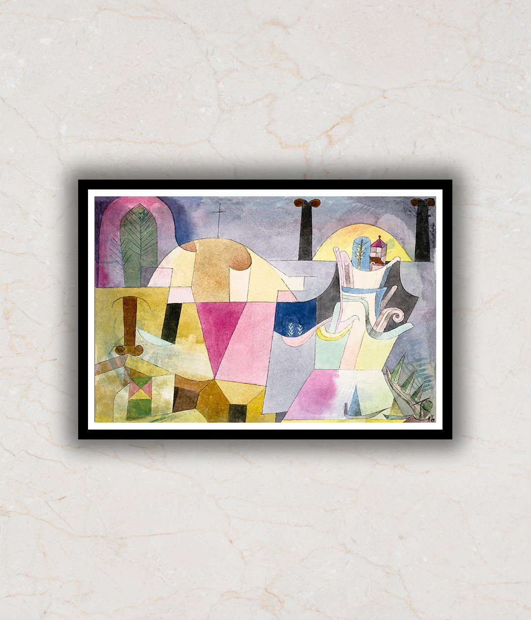 "Black Columns in a Landscape Abstract Painting by Paul Klee"