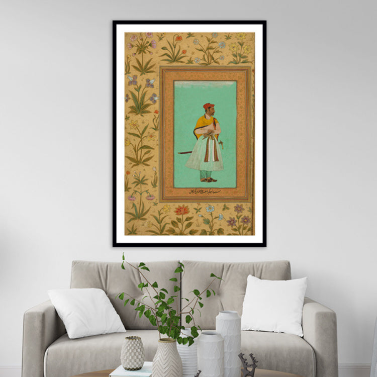 "Portrait of Raja Bikramajit Indian Miniature Art Painting For Home Wall Art Decor"