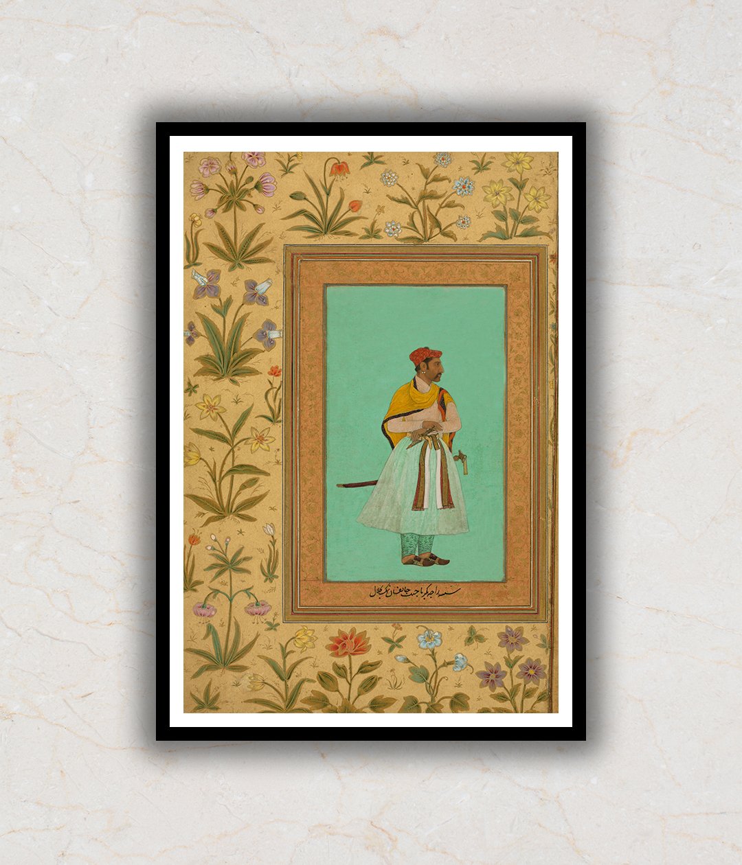 "Portrait of Raja Bikramajit Indian Miniature Art Painting For Home Wall Art Decor"