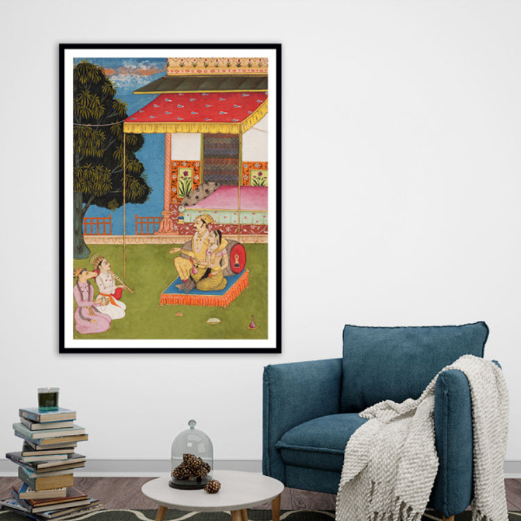 "Shri Raga, from a Ragamala (Garland of Melodies) Indian Miniature Art Painting For Home Wall Art Decor"