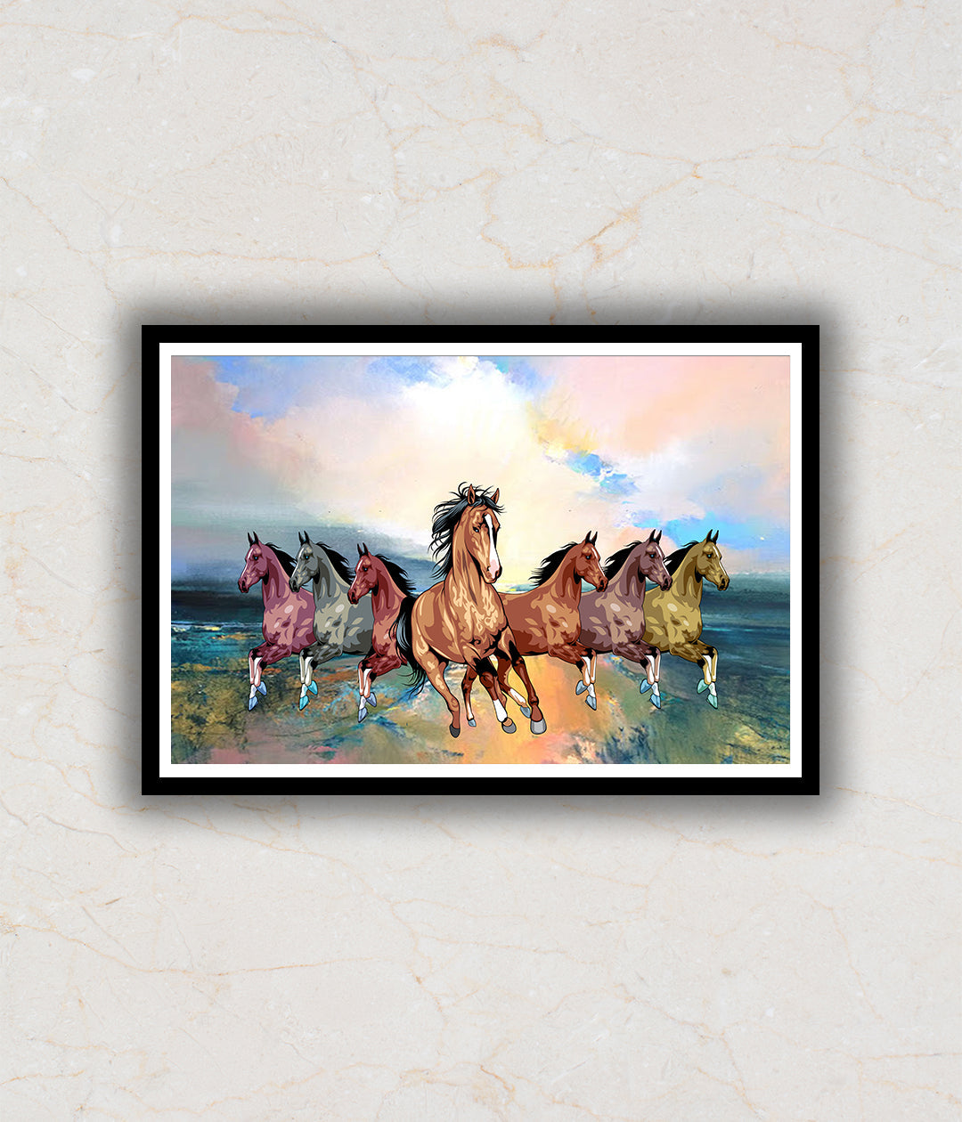 "7 Running Horses Painting Landscape"