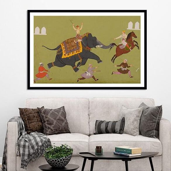 "The Elephant of Maharana Jai Singh of Mewar Art Painting For Home Wall Art Decor"