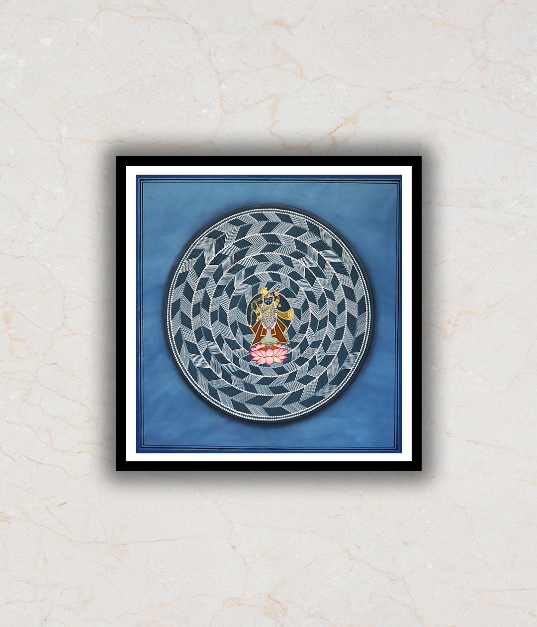 "Blue Mandala Gold Shrinath ji Pichwai Art Painting For Home Wall Art Decor"