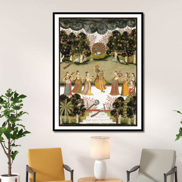 "Krishna Raasleela Art Painting For Home Wall Art Decor"