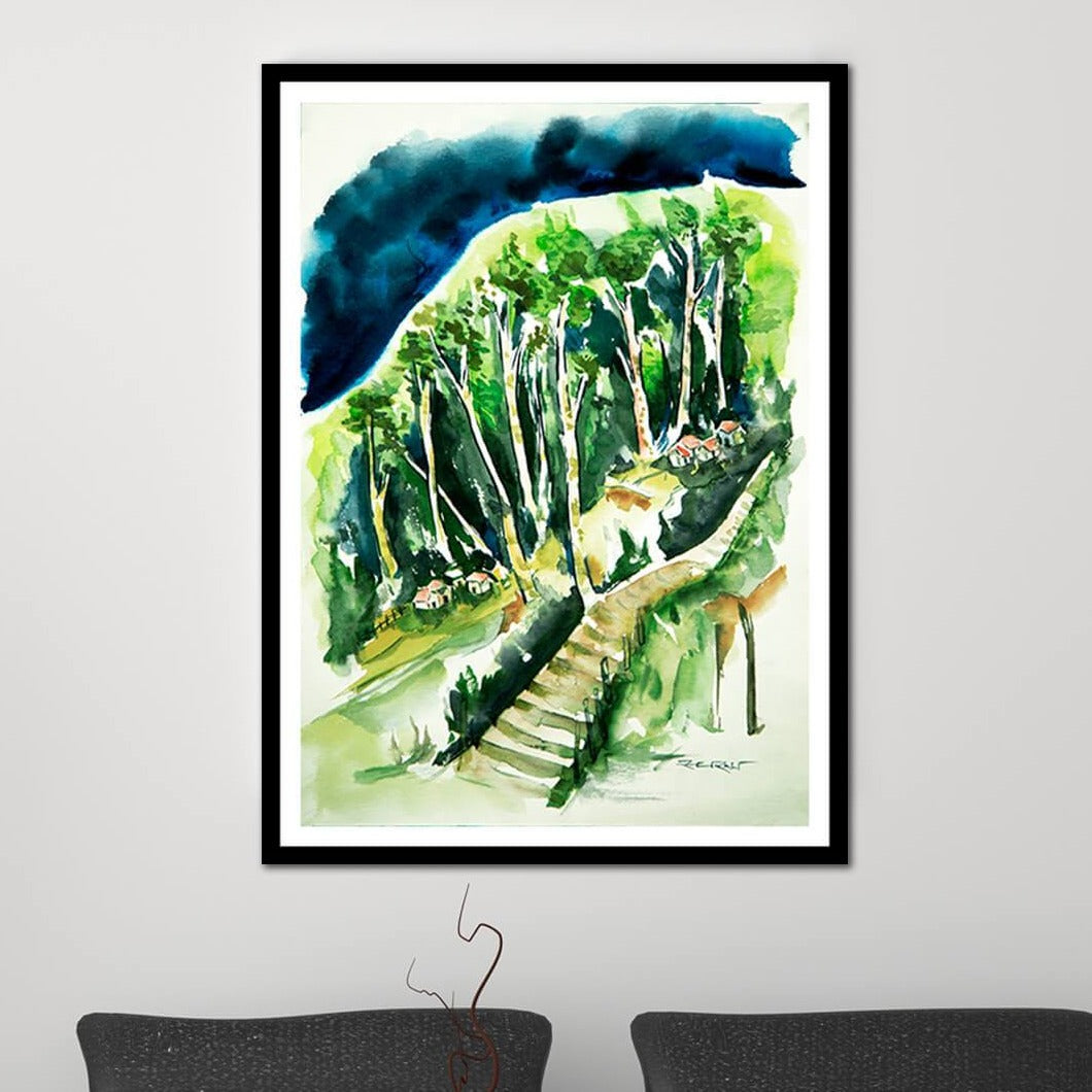 "Forrest Watercolor Painting by Saroop Bhatia"