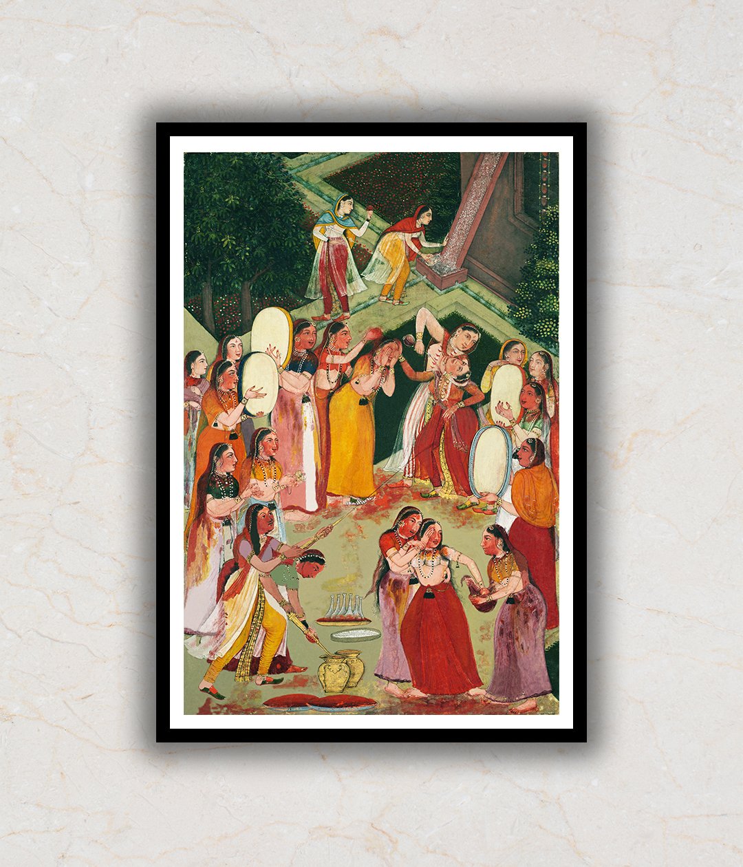 "Girls Spraying Each Other at Holi Art Painting For Home Wall Art Decor"