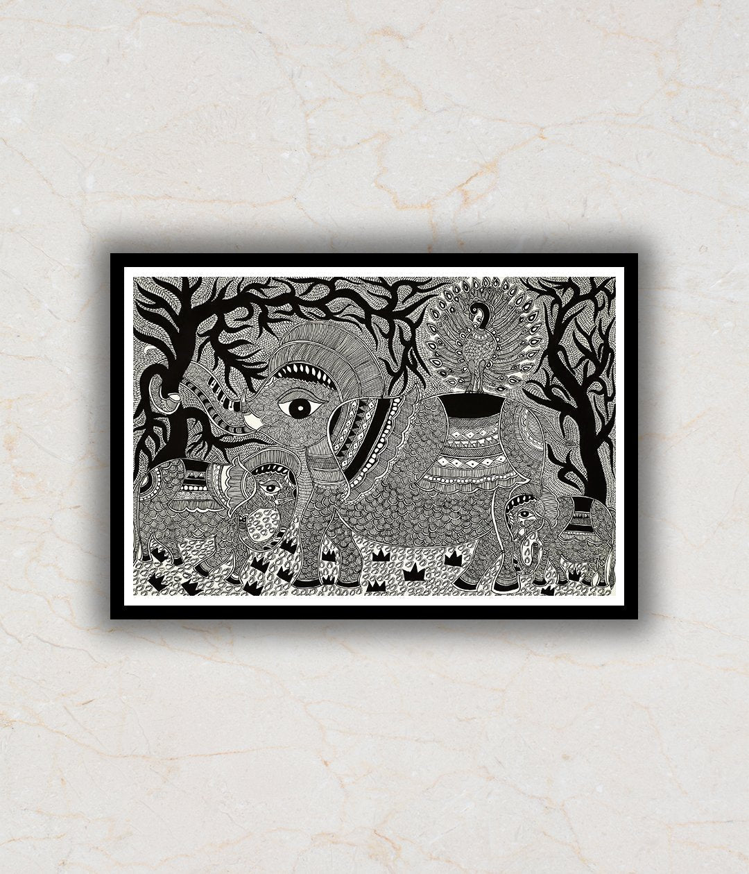 "Elephant Painting Madhubani Art Painting For Home Wall Art Decor"