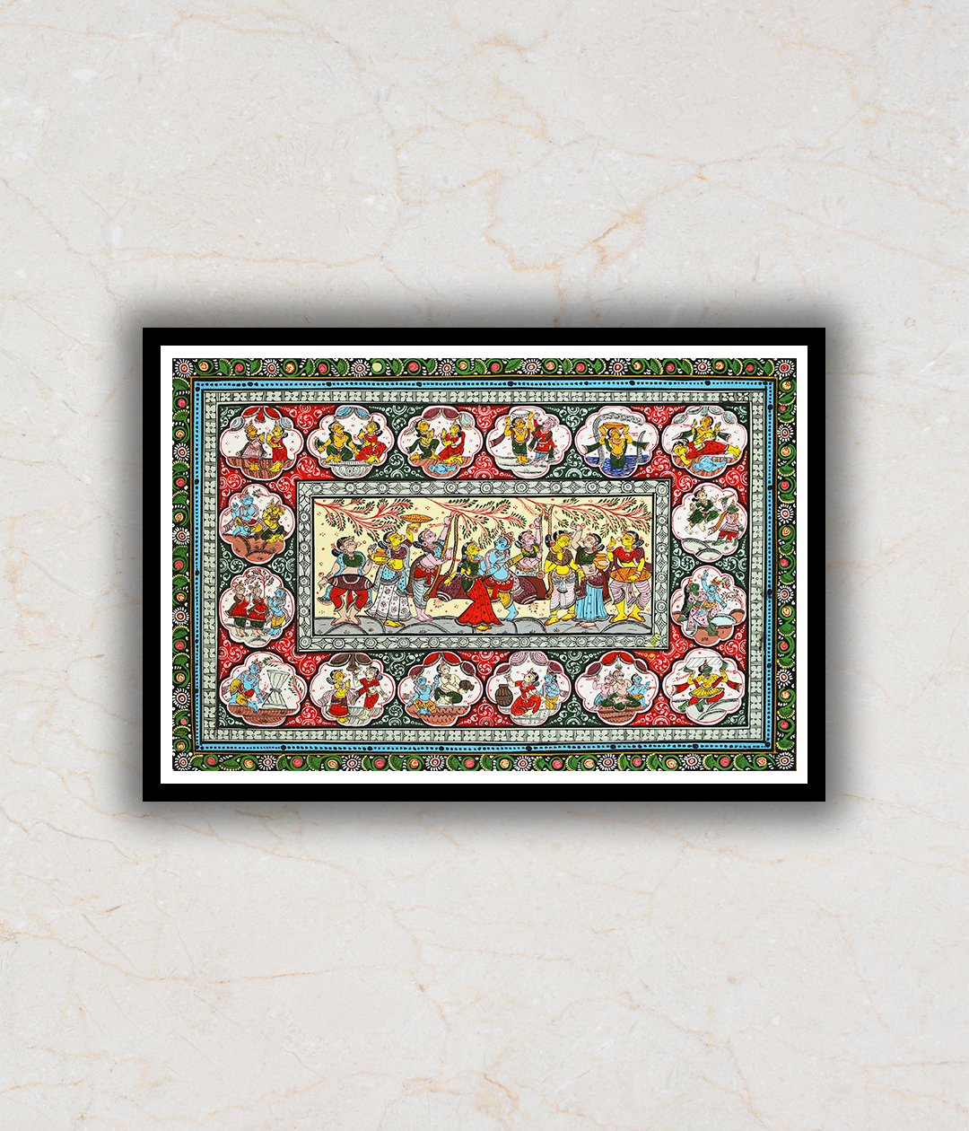 "Krishna ji Journey Pattachitra Art Painting For Home Wall Art Decor"