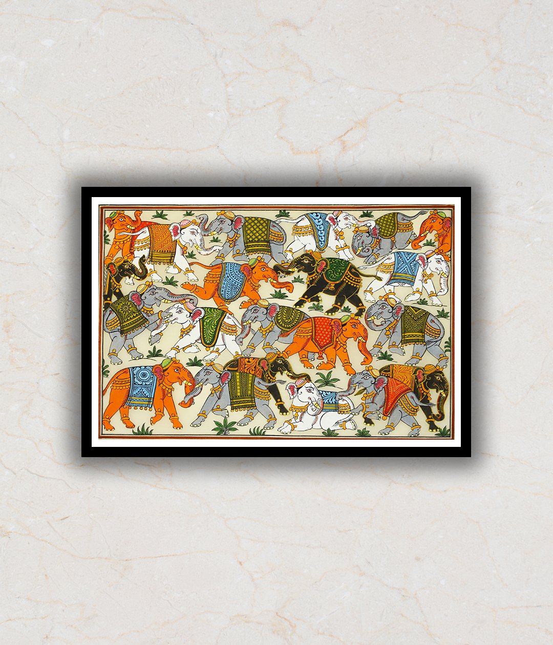 "Herd of Elephants Pattachitra Art Painting For Home Wall Art Decor"