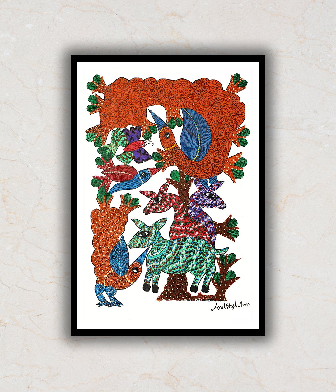 "Jungle Gond Art Painting For Home Wall Art Decor"