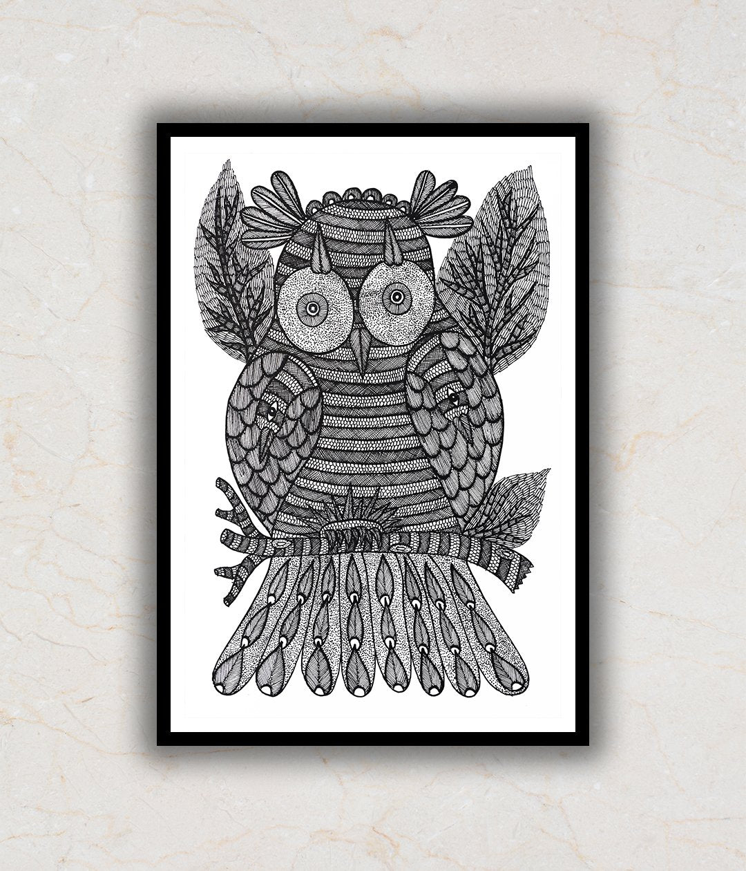 "Owl Gond Art Painting For Home Wall Art Decor"