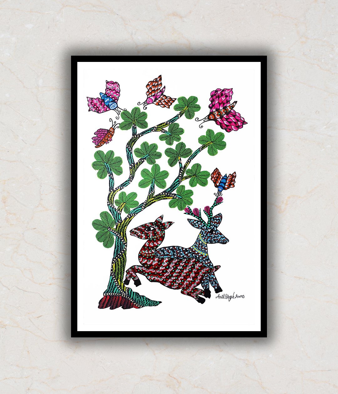 "Deers Gond Art Painting For Home Wall Art Decor 2"