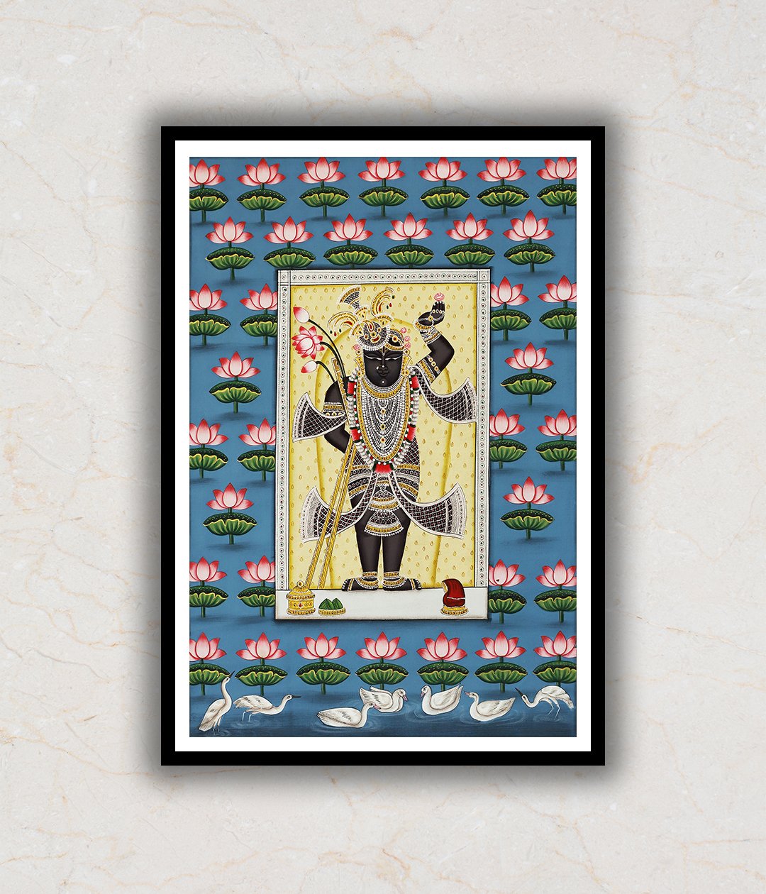 "Shrinath ji Kamal Talai Pichwai Art Painting For Home Wall Art Decor"