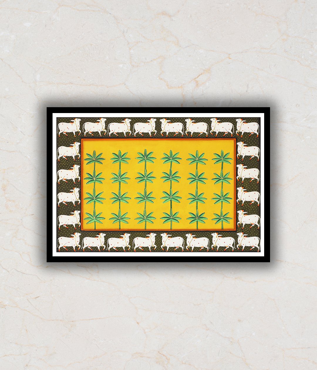"Pichwai Cows Landscape Art Painting For Home Wall Art Decor"