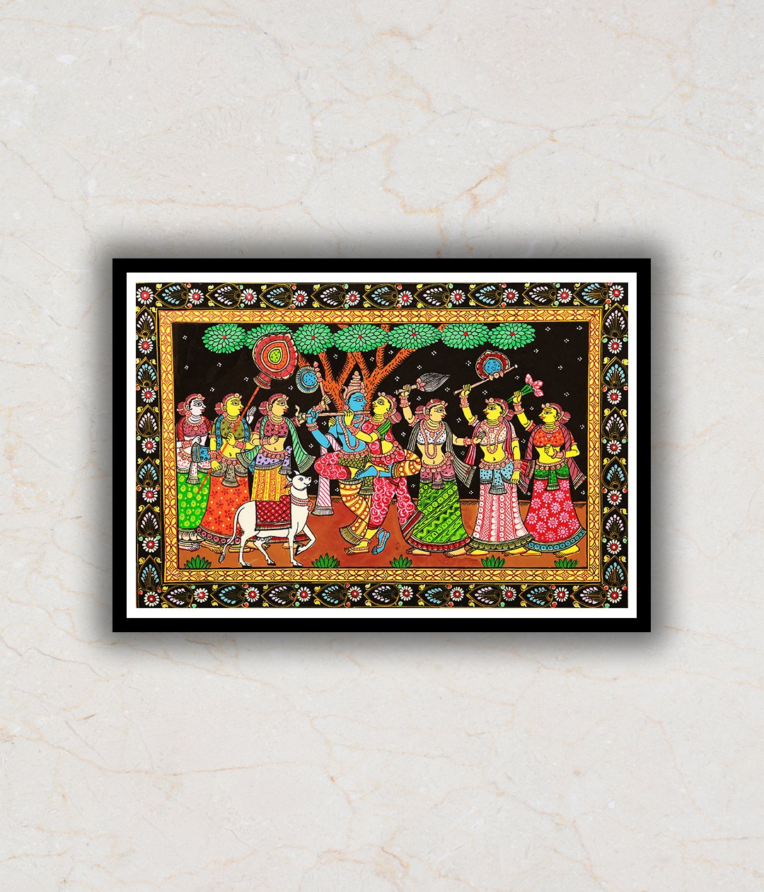 "Krishna Leela Pattachitra Art Painting For Home Wall Art Decor"