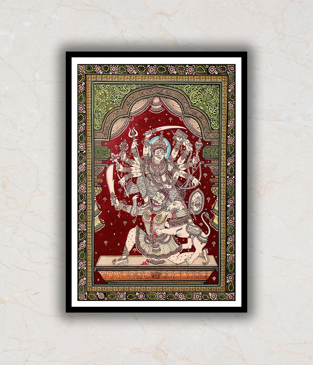 "Maa Durga Avatar Pattachitra Art Painting For Home Wall Art Decor"