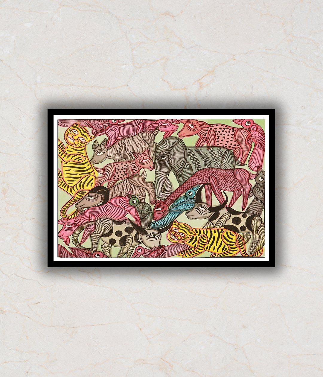 "Jungle Scene Kalighat Art Painting For Home Wall Art Decor 2"