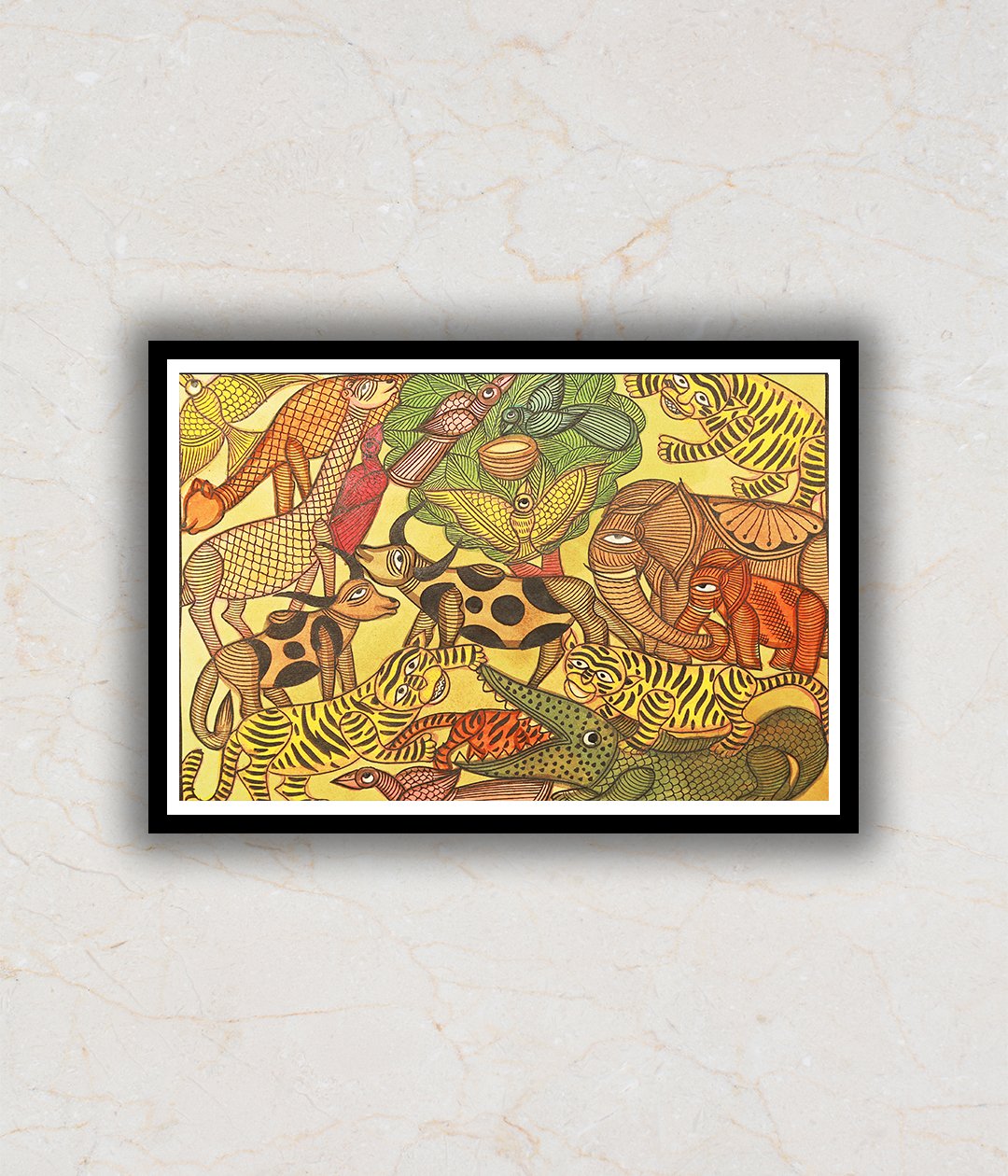 "Jungle Scene Kalighat Art Painting For Home Wall Art Decor 1"