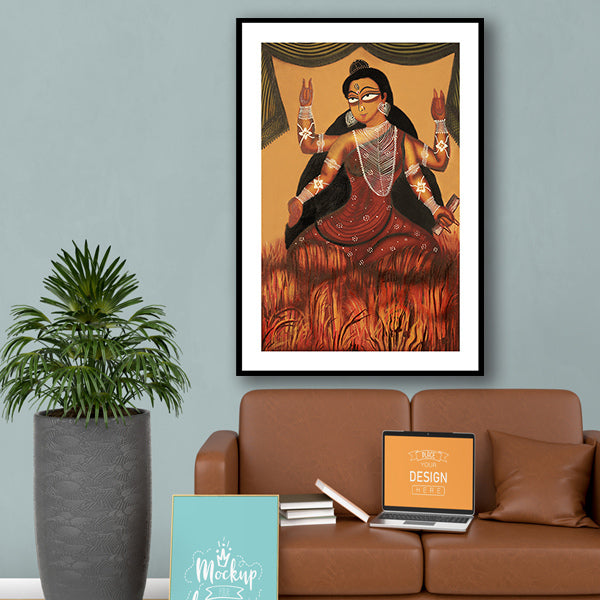 "Goddess Durga Kalighat Painting 1"
