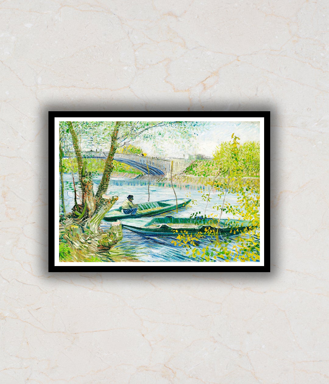 "Fishing in Spring, the Pont de Clichy (Asnieres) Vincent Van Gogh Painting"