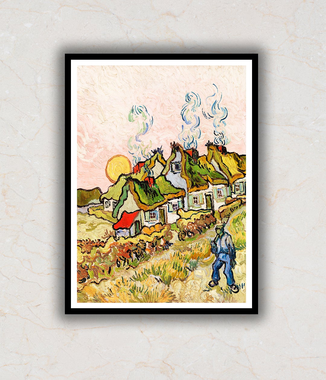 "Houses and Figure Vincent Van Gogh Painting"