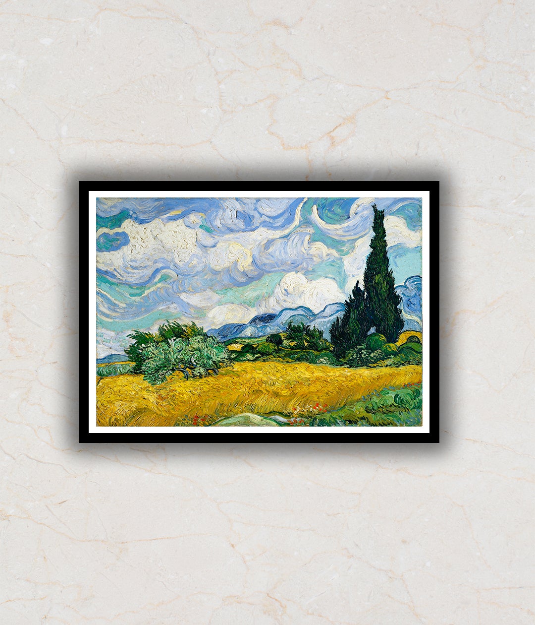 "Wheat Field with Cypresses Vincent Van Gogh Painting"