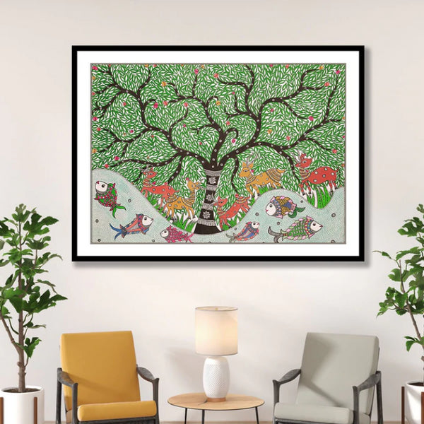 "Auspicious Tree of Life Madhubani Painting 1"