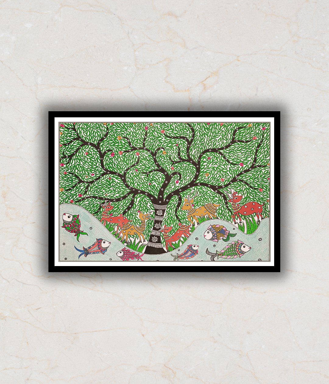 "Auspicious Tree of Life Madhubani Art Painting For Home Wall Art Decor"