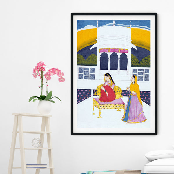 "Dwelling at Dawn Rajasthani Art Painting For Home Wall Art Decor"