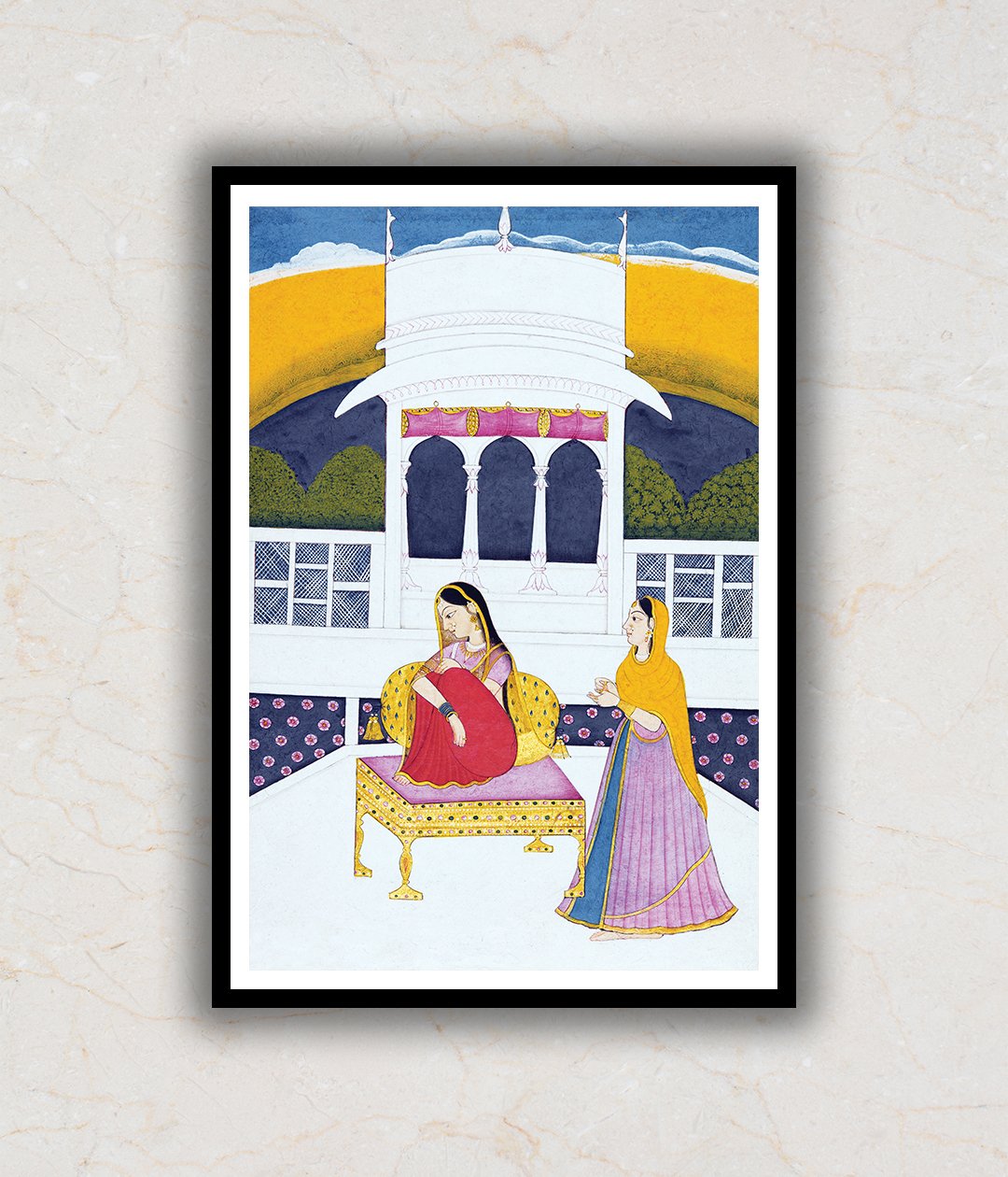"Dwelling at Dawn Rajasthani Art Painting For Home Wall Art Decor"