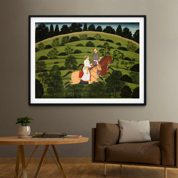 "Army Commander Riding Horses Rajasthani Art Painting For Home Wall Art Decor"