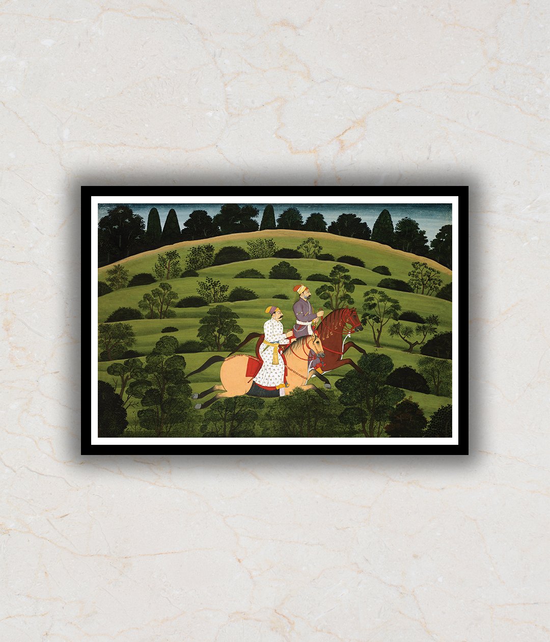 "Army Commander Riding Horses Rajasthani Art Painting For Home Wall Art Decor"