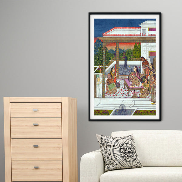 "Queen in the Royal Court Mughal Art Painting For Home Wall Art Decor"