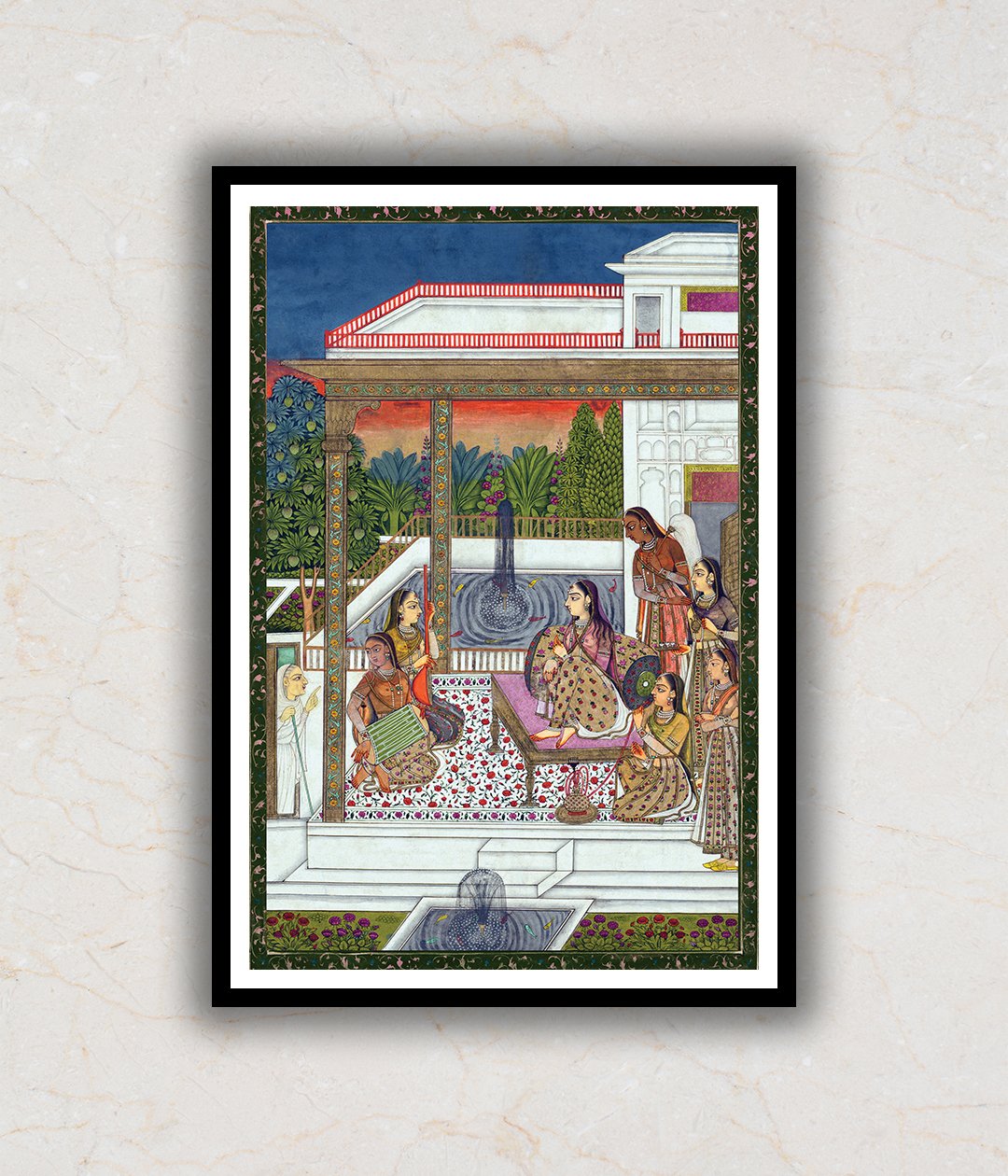 "Queen in the Royal Court Mughal Art Painting For Home Wall Art Decor"