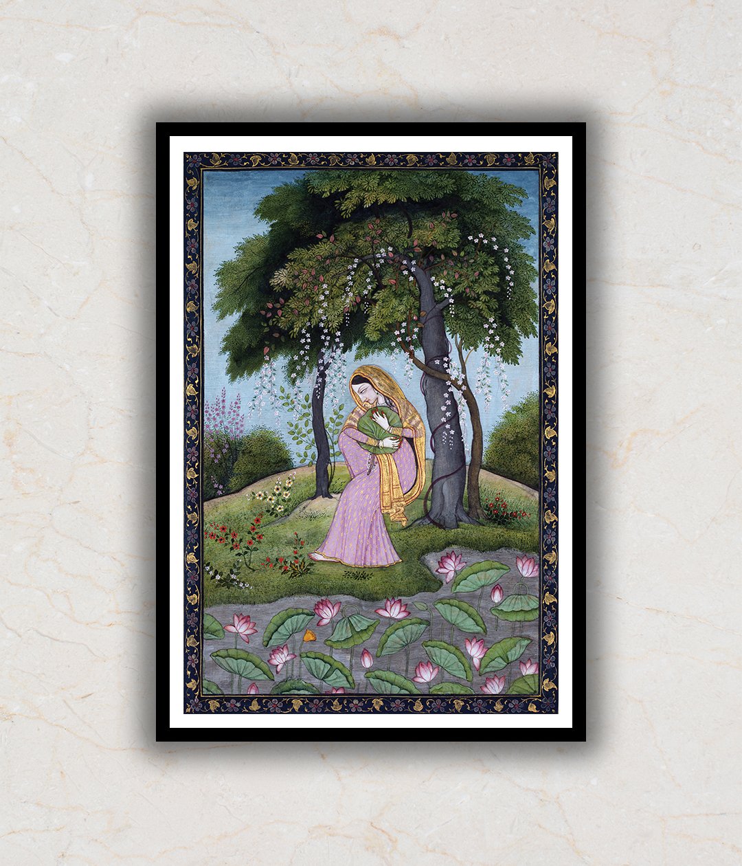 "Woman in Forest Rajasthani Art Painting For Home Wall Art Decor"