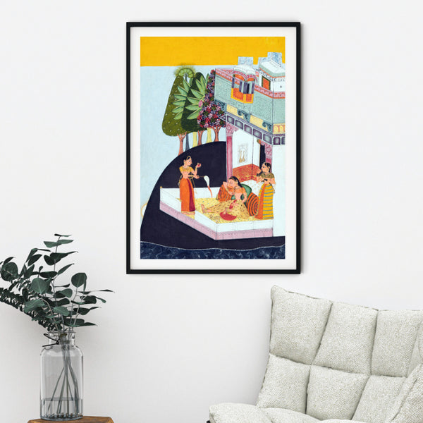"Sisterhood- Classical Indian Art Art Painting For Home Wall Art Decor"