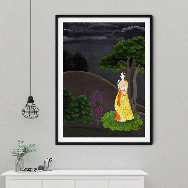 "An Evening of Waiting Kangra Art Painting For Home Wall Art Decor"