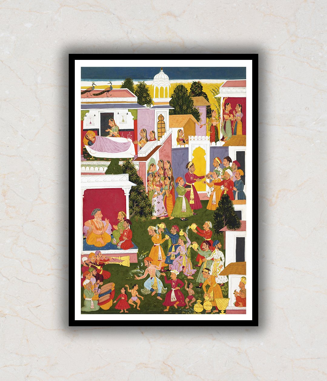 "Celebrating The Birth Of Krishna Rajasthani Art Painting For Home Wall Art Decor"