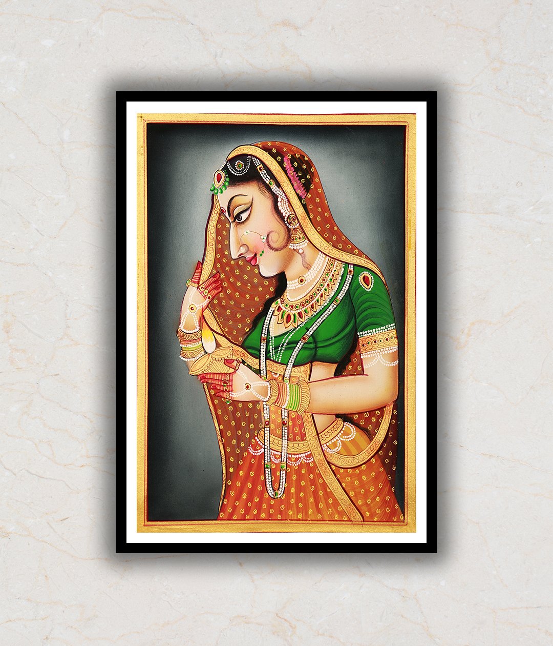 "Ragini Woman Portrait Pichwai Artwork Painting For Home Wall Art Decor"