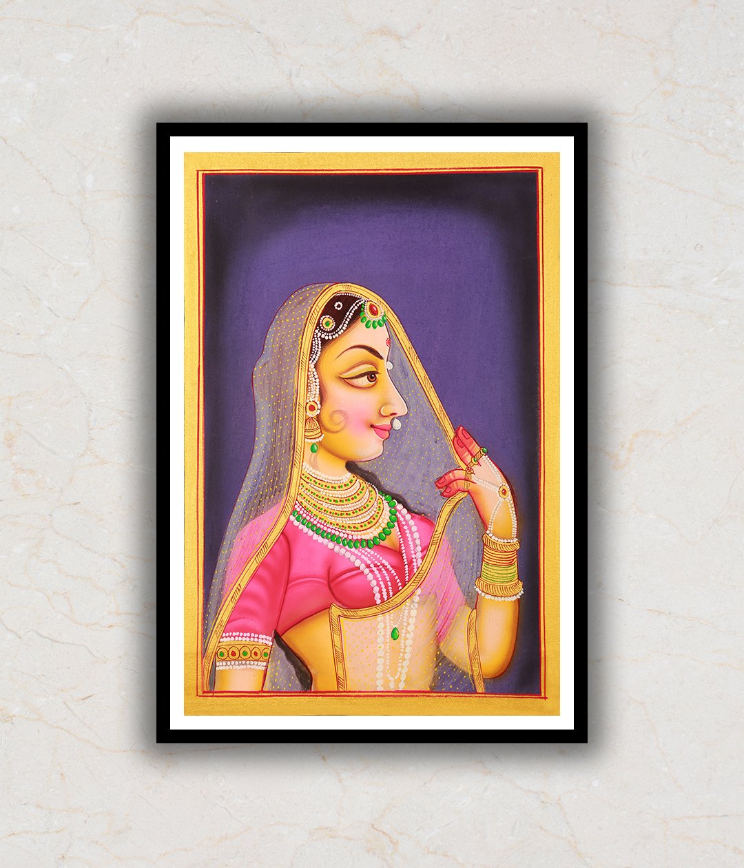 "Ragini Woman Portrait Pichwai Art Painting For Home Wall Art Decor 4"