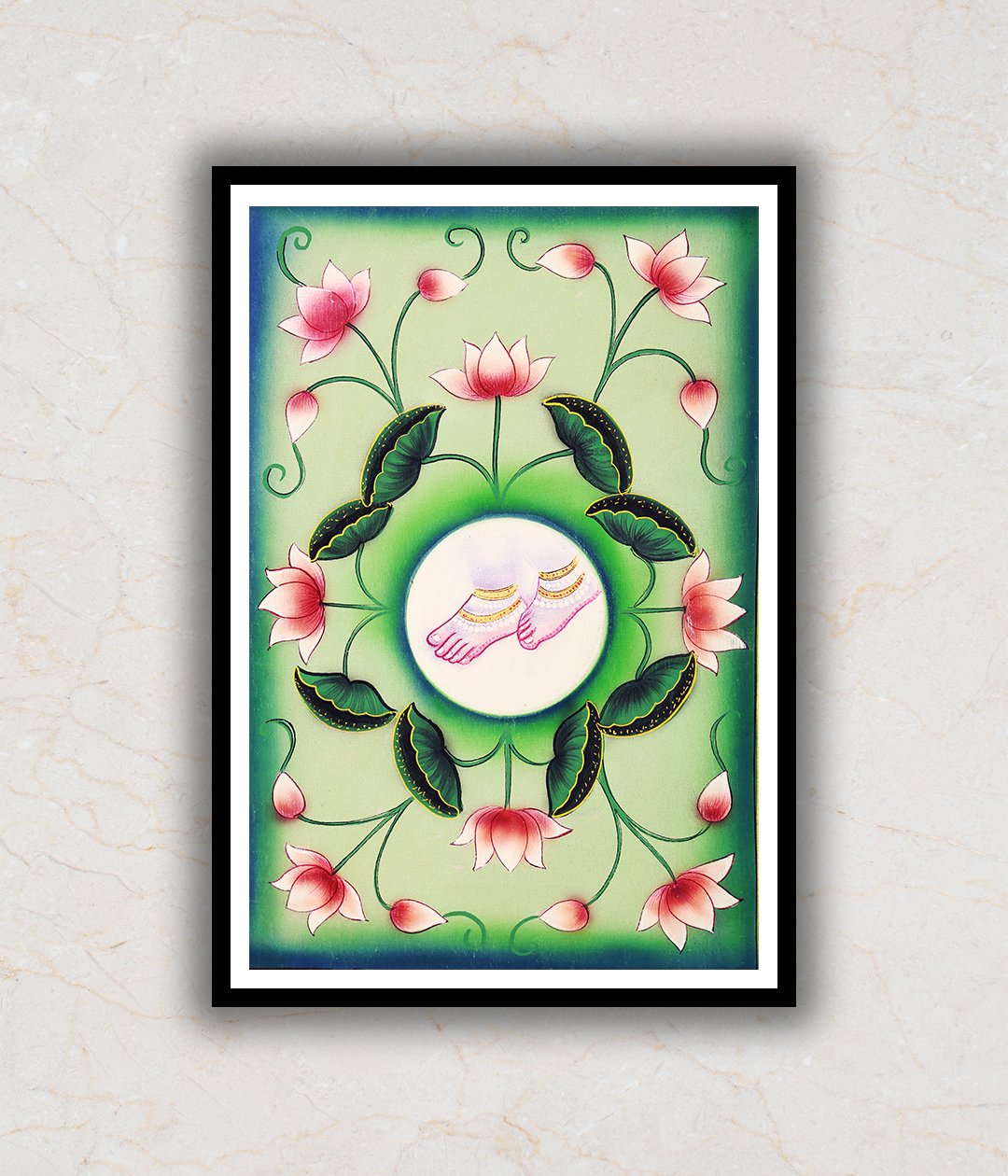 "Shrinath Ji Charan Darshan Pichwai Art Painting For Home Wall Art Decor"