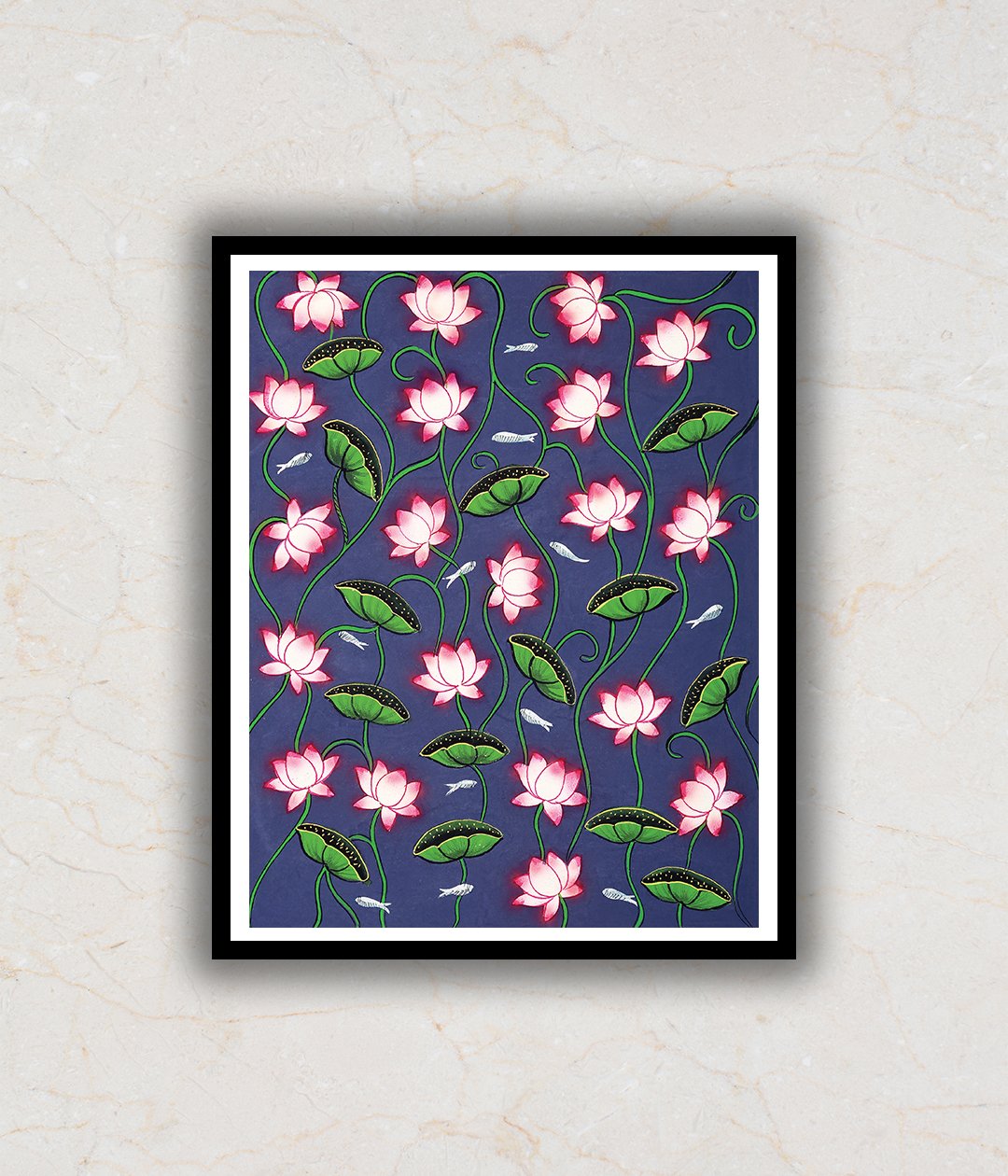 "Lotus Pichwai Art Painting For Home Wall Art Decor"