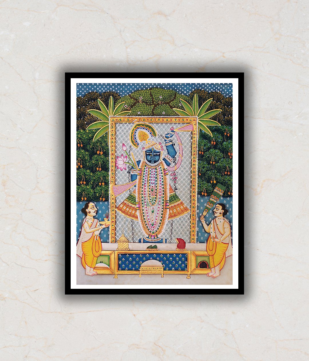 "Shrinath Ji (Shri Krishna) Pichwai Art Painting For Home Wall Art Decor 1"