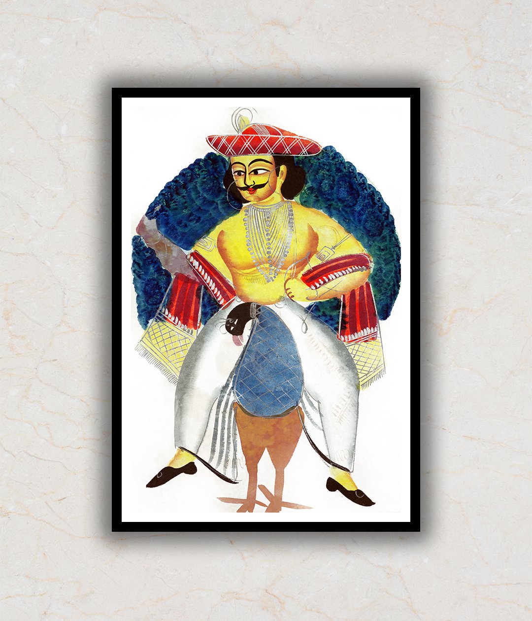 "Kartikeya Kalighat Art Painting For Home Wall Art Decor"